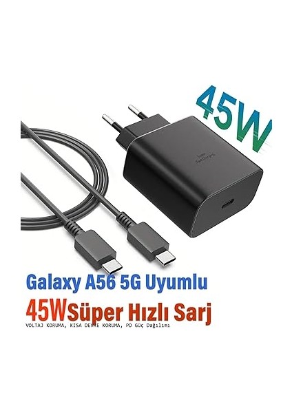 Galaxy A56 5g Uyumlu 45W Şarj Aleti ve Kablosu Süper Hızlı Şarj fiyatları