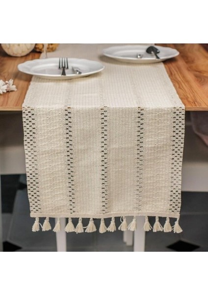 Home Pamuklu Şal Motif Dantel Örgü Runner Şal Desen Masa Runner, 35X145 cm Püsküllü Runner