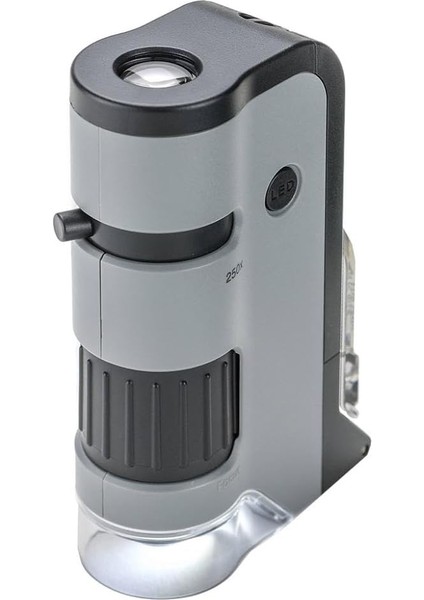 MP-250 Microflip 100-250X LED Işıklı Cep Mikroskobu Akıllı Telefon Digiscoping Adaptör Klipsli, Gri
