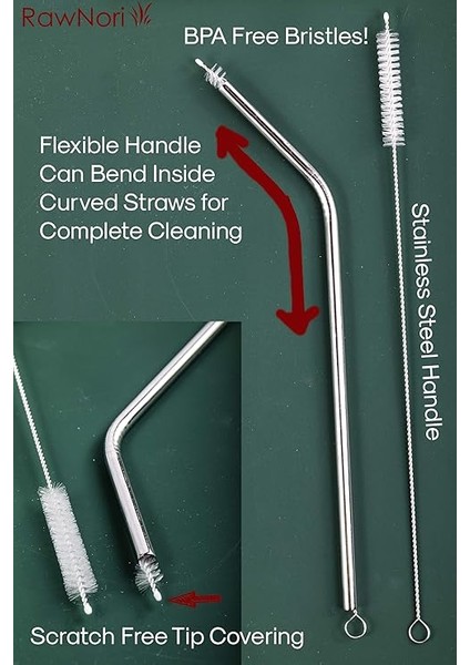 2 Içme Saman Temizleme Fırçası Uzun - Paslanmaz Çelik Içecek Pipetleri Için Kıl Temizleyici Cam Yıkama Için Ağır Hizmet Fırçaları Silikon Metal Pipetler Çaydanlık Bacalı Mini Mikro Şişe fırsatları