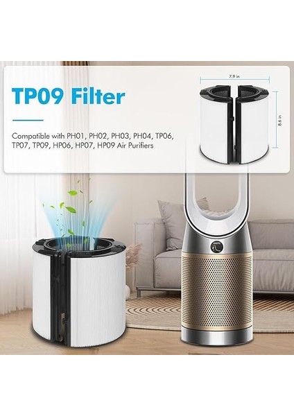 360° Combi 2'si 1 Arada Hepa + Karbon Filtre Dyson TP04 TP06 TP07 TP09 TP10 TP4A TP7A HP04 HP06 HP07 HP09 HP10 Hava Temizleyici ve Fan, H13 Gerçek Hepa Filtresi indirimleri