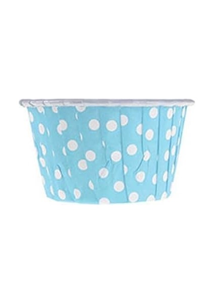 Hediye Sepeti 50'li Açık Mavi Puantiyeli Muffin Kek Kalıbı, Kek Kapsülü Cupcake Kalıbı, Airfryer Uyumlu modelleri