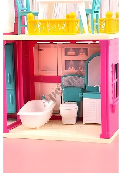 Oyuncak Bebekli Portatif 3 Katlı Düşler Evi Aksesuarlı Üç Katlı Oyuncak Bebek Evi fırsatları