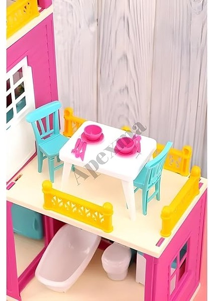 Oyuncak Bebekli Portatif 3 Katlı Düşler Evi Aksesuarlı Üç Katlı Oyuncak Bebek Evi indirimleri