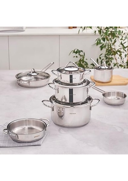 Ada V2 12 Parça Çelik Tencere Seti modelleri