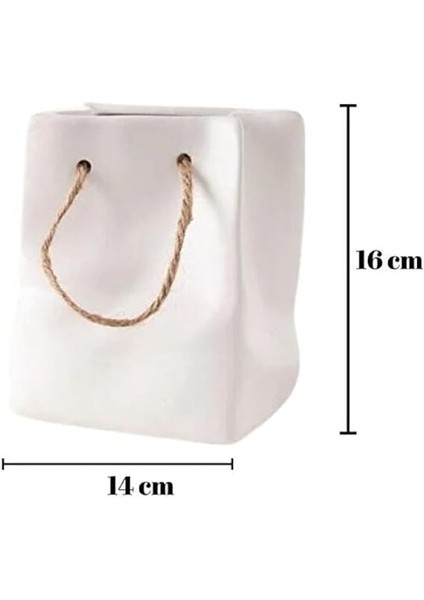 Studıo Dekoratif Seramik Çanta Şeklinde Vazo CB001-WH (Beyaz) fiyatları