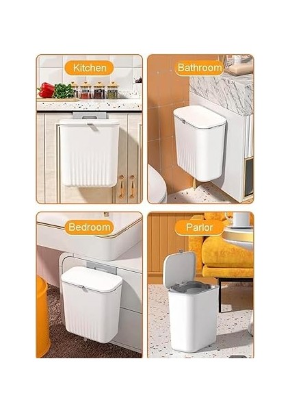 15 Litre Fonksiyonel Kapaklı Banyo ve Mutfak Tezgahüstü Çöp Kovası Dolap ve Duvar Aparatlı 15 Lt.,yerden Tasarruflu Lavabo Altı Veya Dolap Kapısı Için Kapasiteli Mutfak Çöp Kovası,askılı (Gri) indirimleri