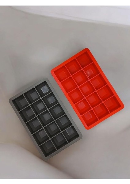 Silikon Buz Kalıbı Silikon Buz Kalıbı Gri Kırmızı