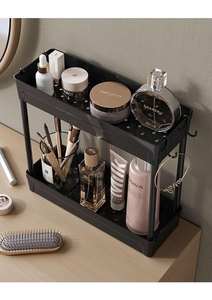 Home Rafata Çok Amaçlı 2 Katlı Evye Altı Düzenleyicisi Askılı Banyo Düzenleyici Kaydırmaz Tabanlı fırsatları