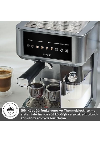 Mycaffe Barista S10 Entegre Süt Hazneli, Espresso, Latte ve Cappuccino Makinesi Galaxy Grey fırsatları
