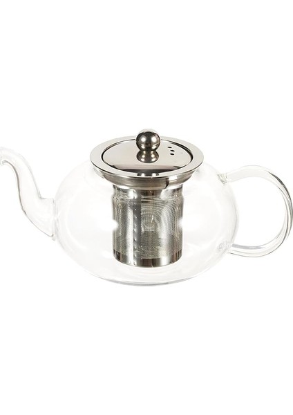 Cam Bitki Çayı Demliği 600 ml - Çelik Süzgeçli Demlik