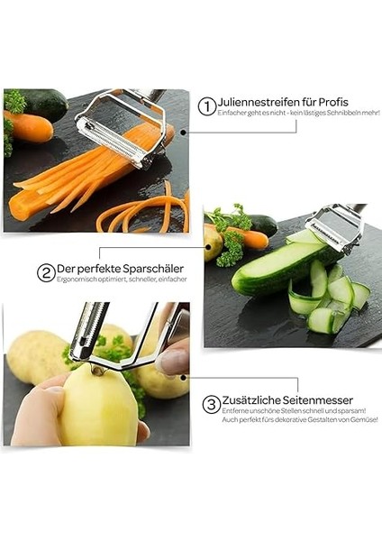 Sebze Soyucu, Paslanmaz Çelik 2'si 1 Arada Jülyen Sebze Soyucu Havuç Patates Kavun Aleti Sebze Meyvesi Için Mükemmel fiyatları