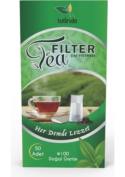 tatlinda filter tea 50'li büyük boy l doğal ağaç liflerinden üretilmiş çay filtresi demleme poşeti (200 adet)