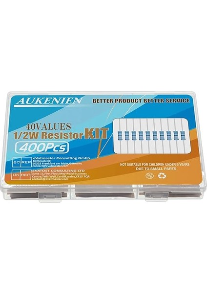 1/2W Direnç Kiti 40 Değer 400 Adet 1/2WATT Metal Film Direnç Çeşit Kiti 1 Ohm - 1 M Ohm Sabit Çeşitli Direnç Paketi Ortak Sıl Direnç Seti Rohs Uyumlu ±%1 Tolerans indirimleri