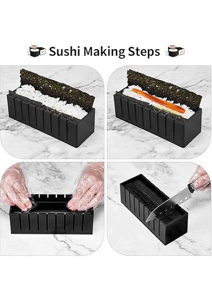 Suşi Yapma Kiti Suşi Makinesi 12 Adet Plastik Premium Set Suşi Alet Seti Suşi Pirinç Rulo Kalıp Şekilleri, Evde Yeni Başlayanlar Için Kendin Yap Suşi Rulo Aleti. fırsatları
