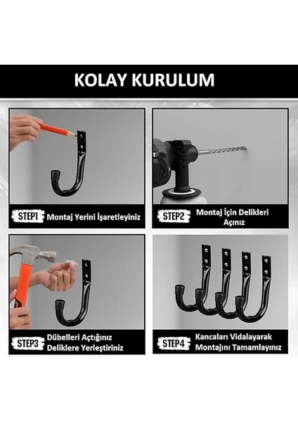 Adet Ağır Hizmet Tipi Metal Garaj Kancaları - Ütü Masası, Hırdavat Malzemeleri Askısı indirimleri