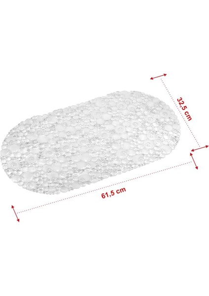 Mark Premium Serisi Banyo - Küvet Içi Kaydırmaz Vantuzlu Yuvarlak Desenli Paspas 62 x 32 Cm, Şeffaf modelleri