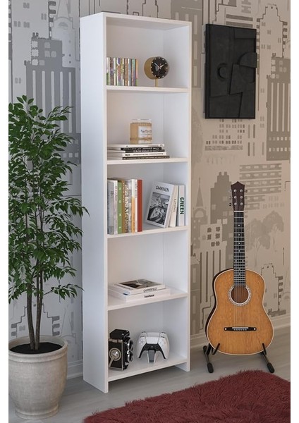 - 5 Raflı Kitaplık/beyaz