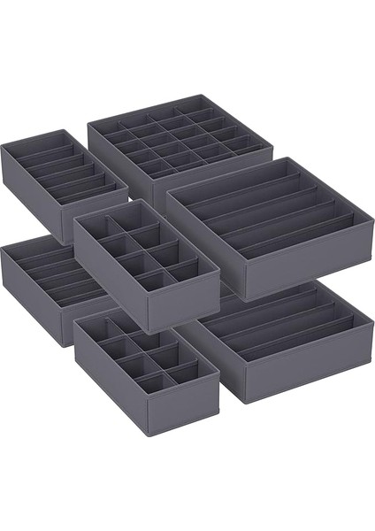 Iç Giyim Düzenleyici 8'li Set, Çekmece Düzenleyici, Katlanabilir, Gardırop Düzenleyici, Saklama Kutusu Dolabı, Kumaş Kutuları Saklama, Sütyen, Çorap, Kravat, Gri RUS08GY