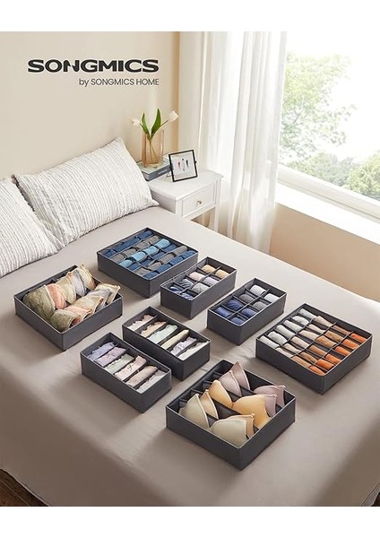 Iç Giyim Düzenleyici 8'li Set, Çekmece Düzenleyici, Katlanabilir, Gardırop Düzenleyici, Saklama Kutusu Dolabı, Kumaş Kutuları Saklama, Sütyen, Çorap, Kravat, Gri RUS08GY fiyatları