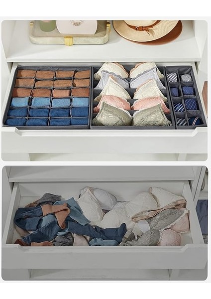 Iç Giyim Düzenleyici 8'li Set, Çekmece Düzenleyici, Katlanabilir, Gardırop Düzenleyici, Saklama Kutusu Dolabı, Kumaş Kutuları Saklama, Sütyen, Çorap, Kravat, Gri RUS08GY fırsatları