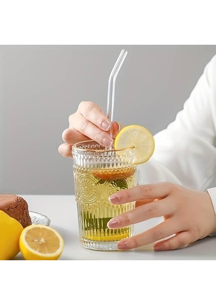 Parça Cam Pipet Seti – 12 Adet Cam Pipet + 1 Adet Temizleme Fırçası Yıkanabilir Sağlıklı ve Antibakteriyel Smoothie Kahve Meşrubat ve Her Türlü Içecek Için