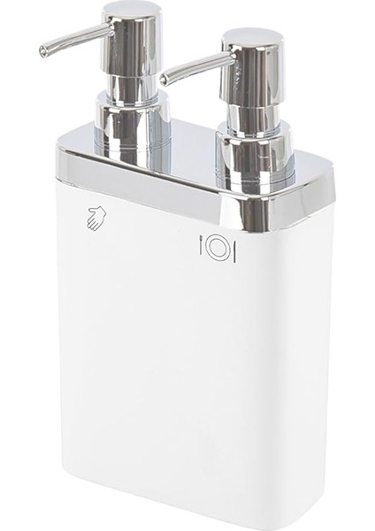 Viva 2'li Sıvı Sabunluk, ‎6 x 12.5 x 22 Cm, Beyaz (M-E11-01)
