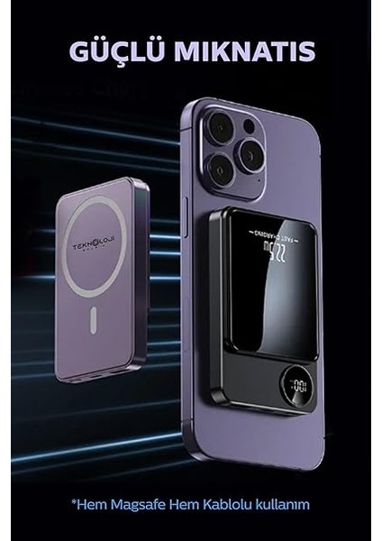 10.000 Mah 22.5 Watt Hızlı Şarj Göstergeli Kablosuz Taşınabilir Şarj Type-C/usb fırsatları
