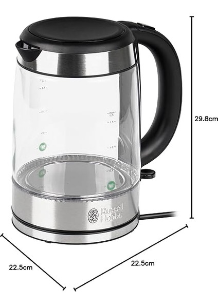 Hobbs 21600-57 Glass Su Isıtıcı, Cam, 1,7 L, 2200 W, LED Aydınlatma, 1 Fincan Seçeneği, Paslanmaz Çelik, Çıkarılabilir Kireç Filtresi, Kapasite Işaretli Su Seviye Göstergesi, Gümüş fiyatları