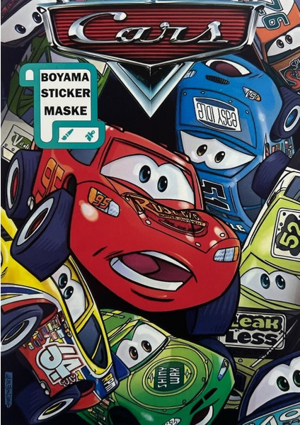 Cars Temalı Maske, Sticker ve Boyama Kitabı (8 Sayfa)