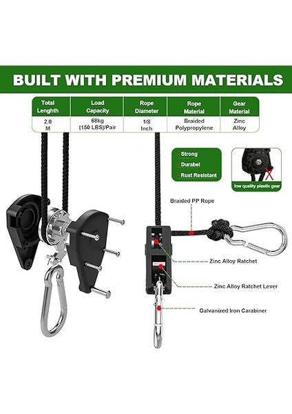 8 Adet Halat Cırcır Halat Kancaları, 1/8 Inç, Kamp Gergi Halatı, Yük Kapasitesi 68 Kg/çift, Naylon Hayatta Kalma Halatı Ayarlayıcı Alüminyum Halat Çekme Halatı Halat fırsatları