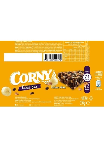 Kakao-Muz Tahıl Bar, 17GRX12 fiyatları