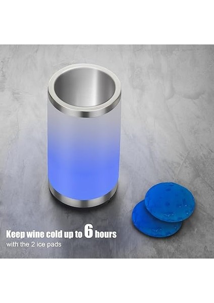 Ambient Rgb Dokunmatik Lambalı Şarap Soğutucu, 750 ml Şampanya/şarap Için 2 Soğutma Pedli Şişe Soğutucu, Erkekler Için Şarap Hediyesi Olarak Ideal, Parti/akşam Yemeği Için Şarap Aksesuarı indirimleri