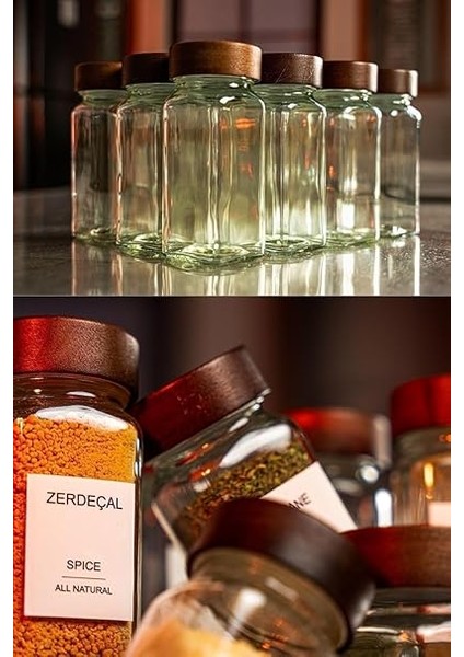 Home 12'li Bambu ve Akasya Kapaklı Cam Baharatlık Seti 120 ml - Doğal Ahşap Kapaklı, Şeffaf Cam, Sağlıklı ve Şık Baharat Kavanozları (Akasya Kapak) fiyatları