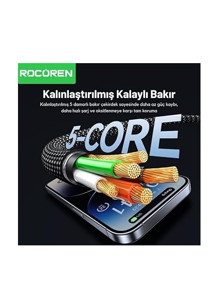27W Type-C To Lightning Rgb Aydınlatmalı Örgülü Şarj ve Data Kablosu 2 Metre indirimleri