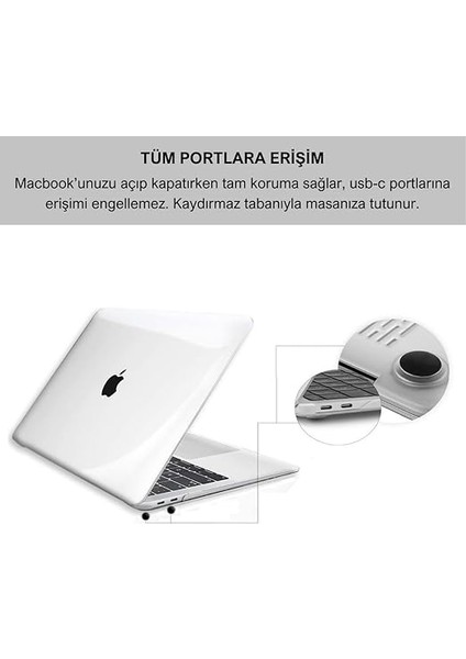 MacBook Air 13.3" 2018-2022 Arası M1 Çip ile Uyumlu Şeffaf Dayanıklı Koruyucu Kılıf, Ultra Ince Kabuk Koruma Sert Kapak A1932 A2174 A2179 A2337 modelleri