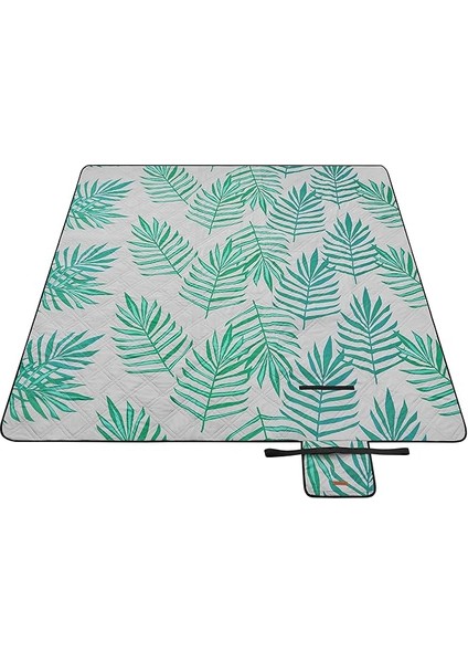 Piknik Örtüsü, 200 x 200 Cm, Büyük, Kamp Örtüsü, Park, Bahçe, Plaj Için, Su Geçirmez, Makinede Yıkanabilir, Katlanabilir, Gri Tropik Eğrelti Otlu GCM001G02