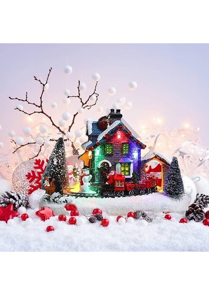 LED Işıklı Noel Köy Evi, Suni Reçine, Koleksiyon Için, Noel Sahnesi, Köy Evleri, Figür, Süsler, Dekorasyon, Hediyeler modelleri