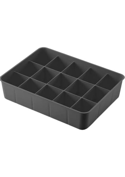 Dolap Içi 15 Bölmeli Çekmece Düzenleyici Plastik Hobi Kutusu Takı Makyaj Saklama Kabı Organizer (Siyah, 2 Adet)