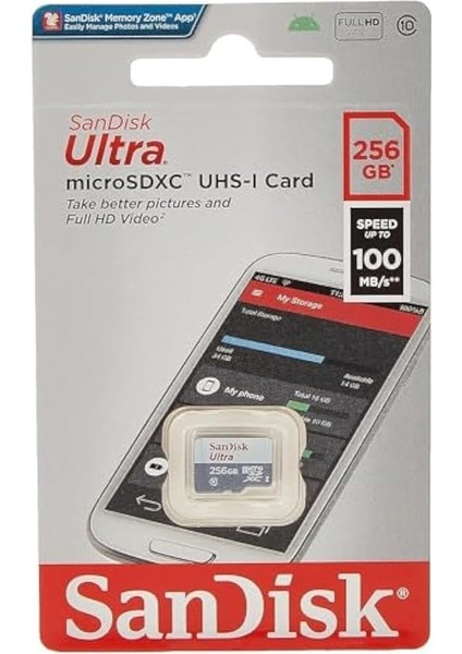 256GB Ultra Lite Microsdxc 100 Mb, Beyaz/gri