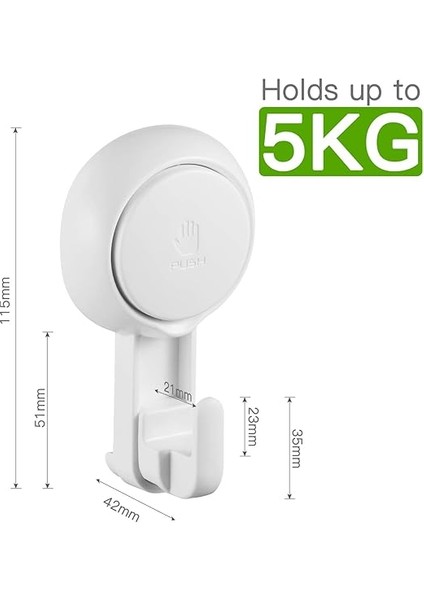 4'lü Adet Vantuz Kancaları Güçlü Emme Kancaları Banyo, Delme Yok, 1000 Kez Geri Dönüştürülebilir, 360 Derece Döner, Maks. 5 kg modelleri