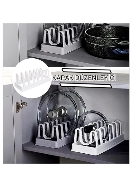 Tava, Tencere Kapağı Organizer, 6 Bölmeli Düzenleyici, Yer Kazandıran Kapak Standı modelleri