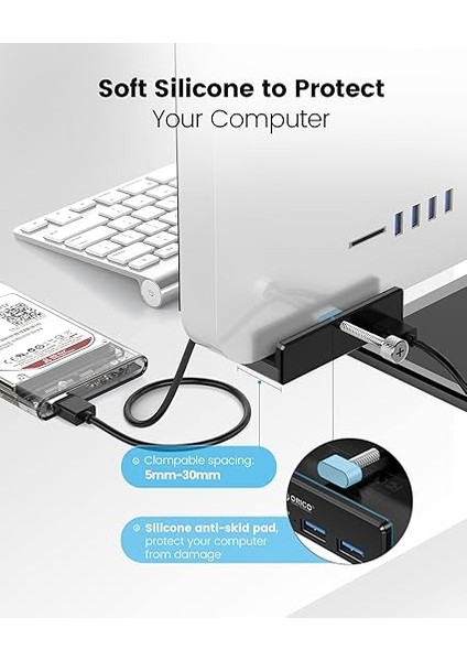 USB Hub Clip Tipi, 4 Port USB 3.0 Hub 5 Gbps Super Speed Mini Alüminyum Veri Merkezi 150 cm Kablolu (A To A, Siyah) Monitörler, Çalışma Masaları Için (Güç Kaynağı Bağlantısı Yok) - Siyah fiyatları