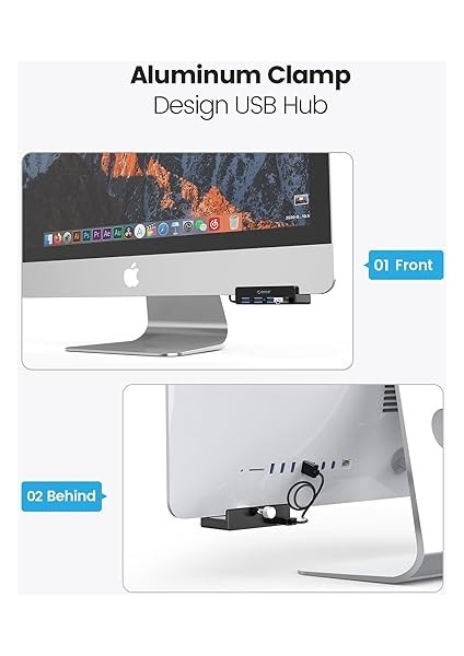 USB Hub Clip Tipi, 4 Port USB 3.0 Hub 5 Gbps Super Speed Mini Alüminyum Veri Merkezi 150 cm Kablolu (A To A, Siyah) Monitörler, Çalışma Masaları Için (Güç Kaynağı Bağlantısı Yok) - Siyah fırsatları