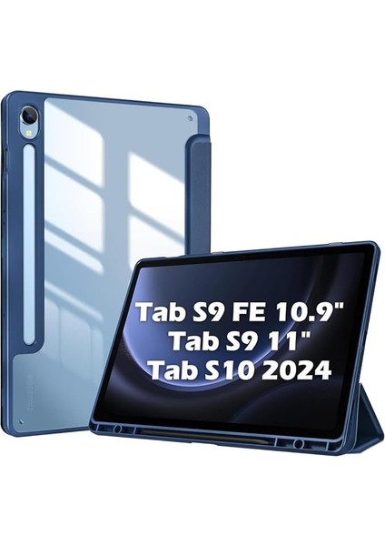 Galaxy Tab S9 Fe / S9 11INÇ ile Uyumlu Kılıf Grafiti Şeffaf Kalem Bölmeli X710 X716 X718 X510 X516 Lacivert
