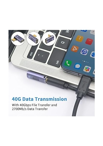 USB C 90 Derece Adaptör 240W, Dik Açı 40 Gbps, Pd Erkek-Dişi Genişletici 8k Video Desteği, Dizüstü Bilgisayar, Tablet ve Telefonlar Için USB 4 Kablosu fiyatları