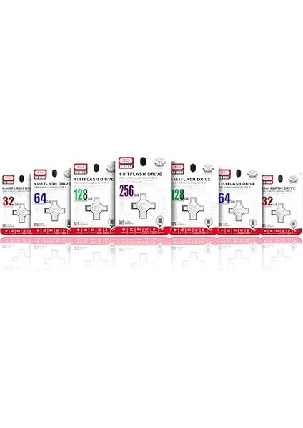 4'ü 1 Arada Otg Flash Bellek, USB 2.0/type-C/lightning/micro Usb, 15-30MB/S Okuma, Çinko Alaşım, Su Geçirmez, Tablet, Telefon, Pc Ile Uyumlu (128, Gb) fırsatları