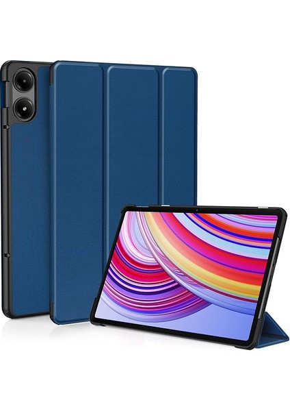 Redmi Pad Pro 12.1 / Xiaomi Poco Pad 12.1 2024 Için Kılıf, Koruyucu Kılıf, Dik Durma Fonksiyonlu ve Otomatik Uyanma/uyku Kılıflı Ultra Ince Poliüretan Deri Kılıf (Deniz Mavisi)