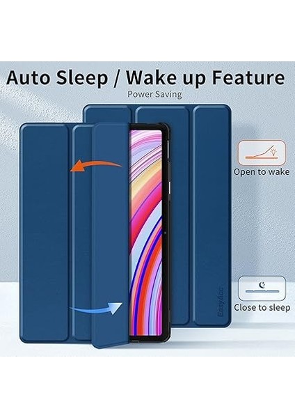Redmi Pad Pro 12.1 / Xiaomi Poco Pad 12.1 2024 Için Kılıf, Koruyucu Kılıf, Dik Durma Fonksiyonlu ve Otomatik Uyanma/uyku Kılıflı Ultra Ince Poliüretan Deri Kılıf (Deniz Mavisi) fırsatları