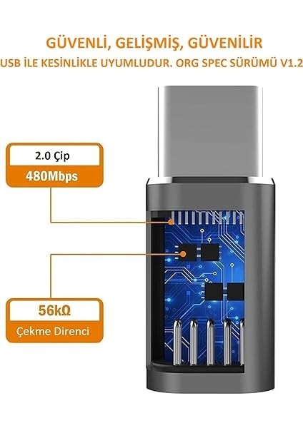 Micro USB - Tip C Otg Adaptörü (2'li Paket), Veri Senkronizasyonu ve Şarj Adaptörü, Micro - USB C modelleri